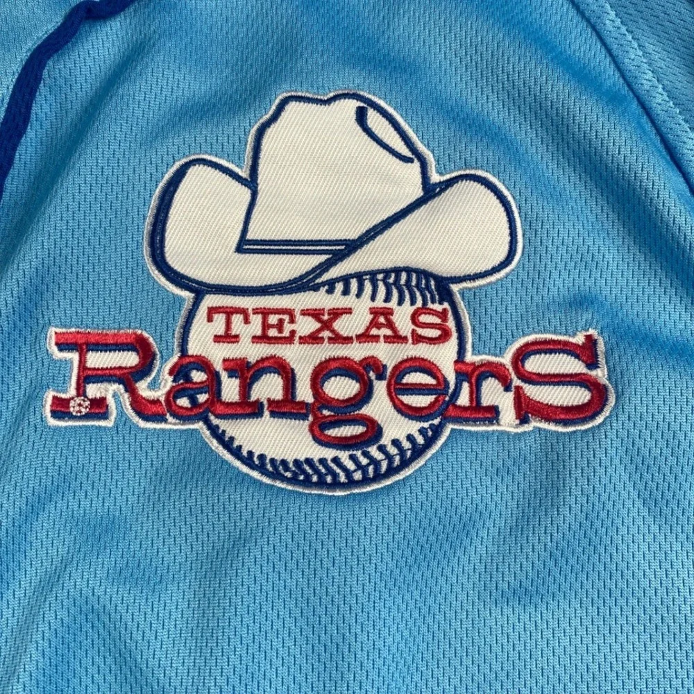 Texas Rangers Cooperstown Collection Baseball Jersey Powder Blue Mens Medium - Picture 3 of 8